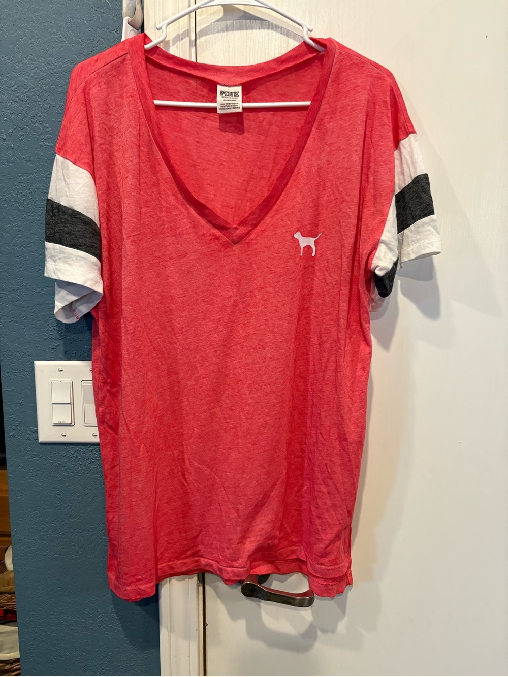 PINK Victoria's Secret Coral V-neck Tee